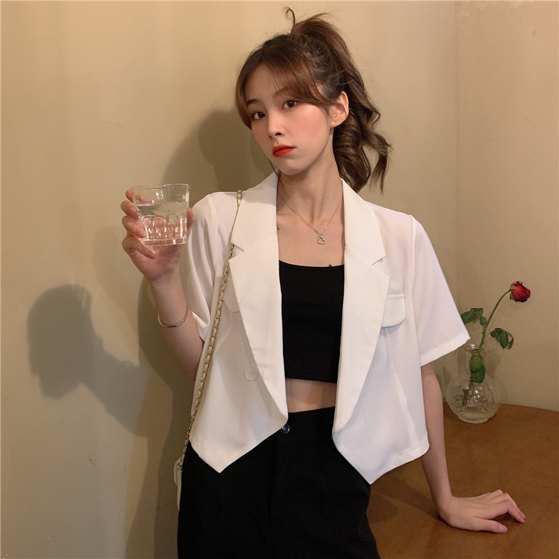 [Kèm Video SP] Áo Khoác Blazer Nữ Cổ Vest Cao Cấp Tay Lỡ Dáng Croptop Phong Cách Thời Trang Sugal AO KHOAC SG 001V3