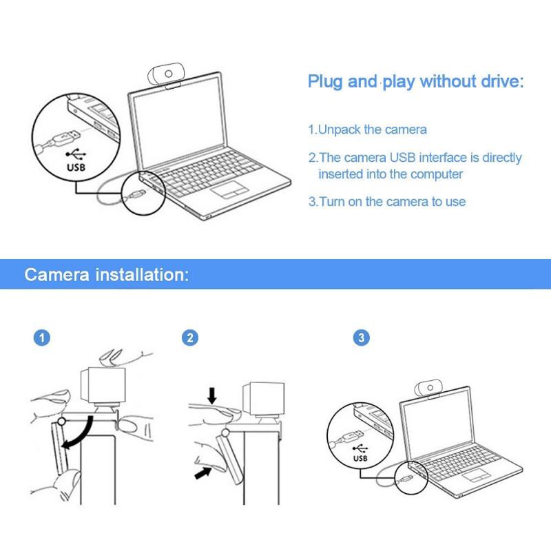 Webcam HD USB 1080P tích hợp micro không cần trình điều khiển dành cho máy tính PC WebCamera | BigBuy360 - bigbuy360.vn
