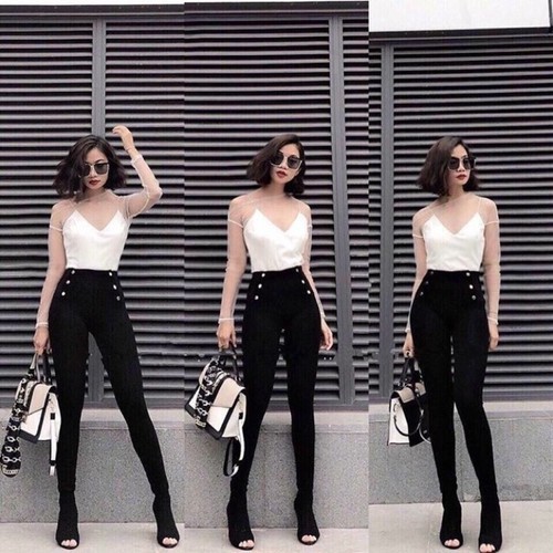 quần legging cạp cao 6 khuy tôn dáng