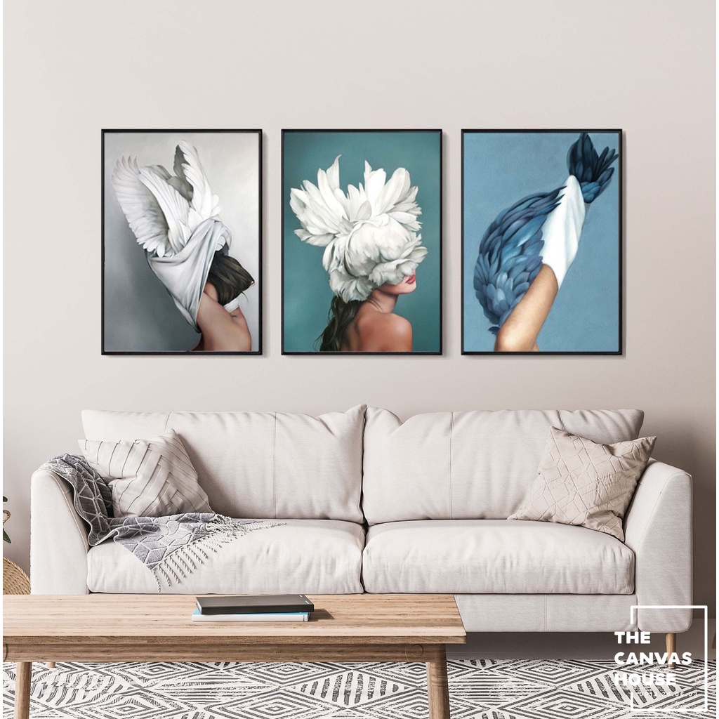 Tranh Canvas 3 Cô Gái Tuyệt Đẹp (Hình ảnh thật - Kèm khung, móc, đinh treo) - The Canvas House - S3V12