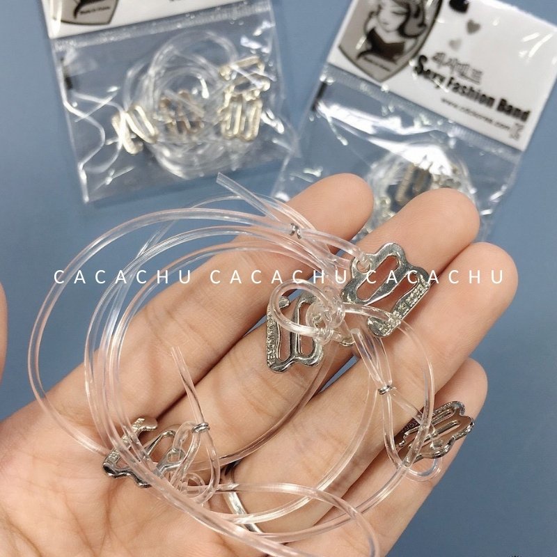 DÂY ÁO TRONG SUỐT - DÂY ÁO TRONG NHỰC DẺO CÓ MÓC KIM LOẠI NHỎ NHƯ SỢI BÚN - C-16#