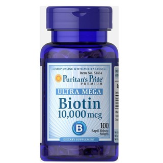 Viên uống ngừa rụng tóc, giúp mọc mới tự nhiên, kiềm dầu cho da Puritan's Pride Biotin 10.000mcg 100 viên