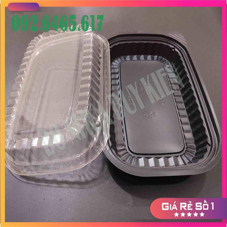 [FREESHIP] 10 HỘP SUSHI ĐẾ ĐEN HÌNH CHỮ NHẬT HT17 - Hộp Đựng Bánh