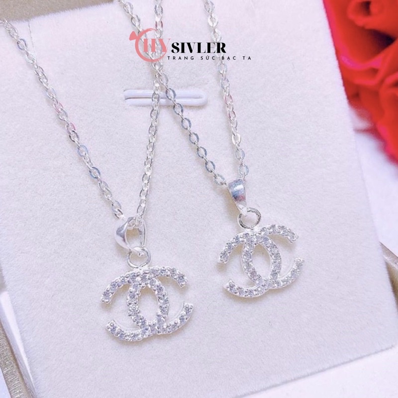 Dây chuyền bạc nữ CHY SILVER chữ X đính đá nhỏ xinh bạc thật