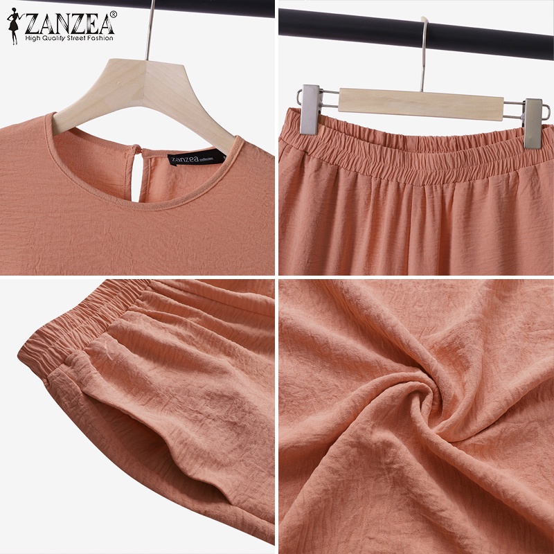 Zanzea Set Áo Tay Lỡ Cổ Tròn Và Quần Dài Ống Rộng Phong Cách Hồi Giáo Dành Cho Nữ