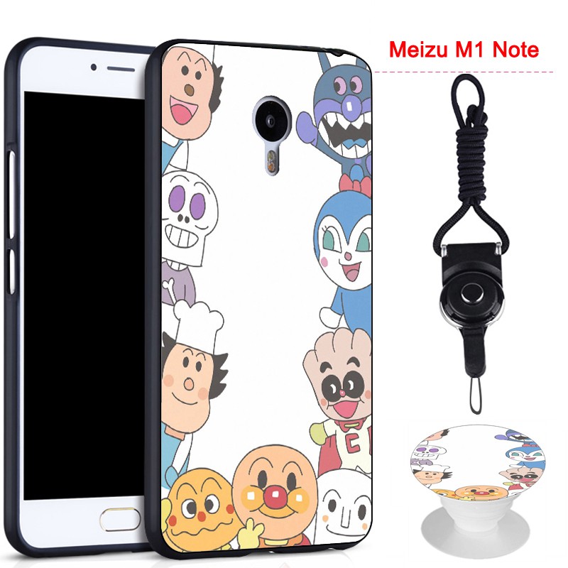 Ốp điện thoại in hình hoạt hình kèm dây đeo và giá đỡ cho Meizu M1