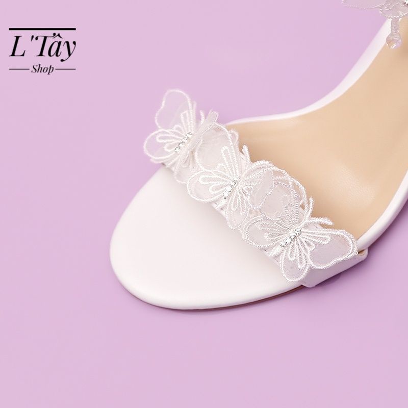 Giày Cưới-Giày Cô Dâu L'Tây -Sandal Hồ Điệp Gót Nhọn