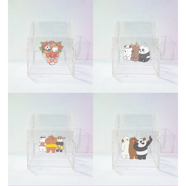 Cắm bút mica ba anh em gấu CBMC5 bare bear cute molang pusheen gấu brown tonton khủng long hoàng đế mèo