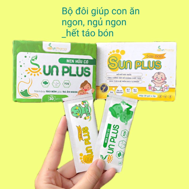 Combo Men Hữu Cơ_ Sữa Non Sunplus Dùng Cho Trẻ Biếng Ăn,Táo Bón, Chậm Tăng Cân.