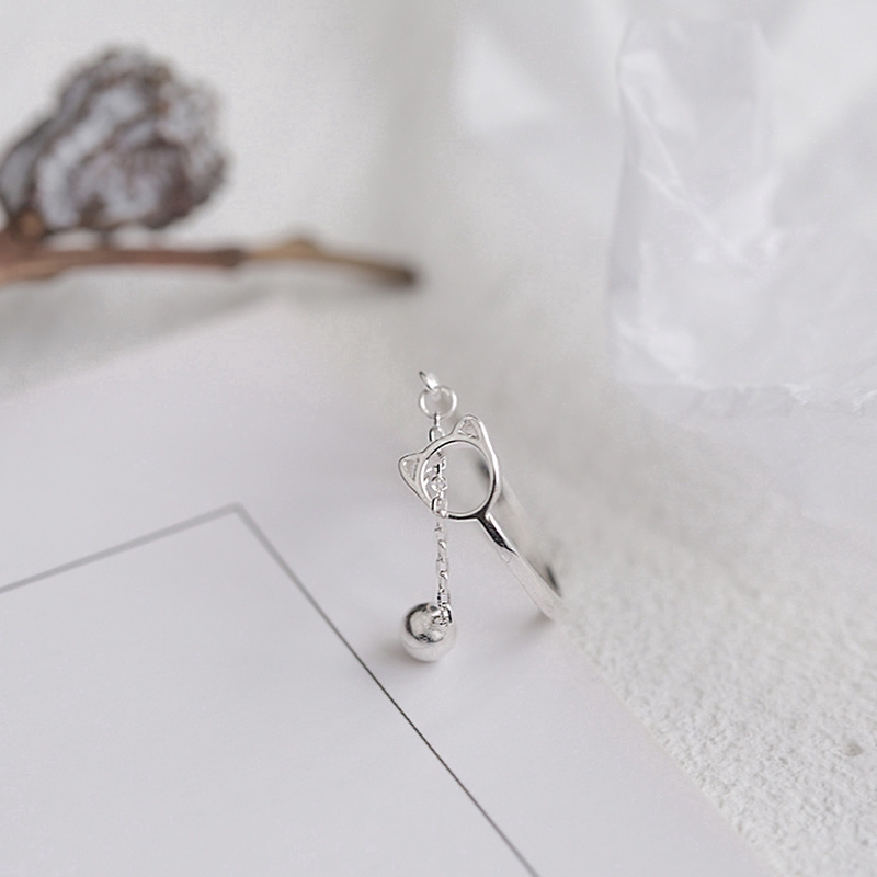 Nhẫn bạc thiết kế mặt mèo đáng yêu phong cách Hàn Quốc cho nữ | BigBuy360 - bigbuy360.vn