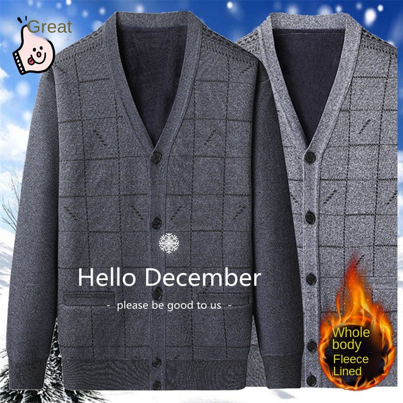 Áo Khoác Cardigan Plus Size Cho Nam Trung Niên