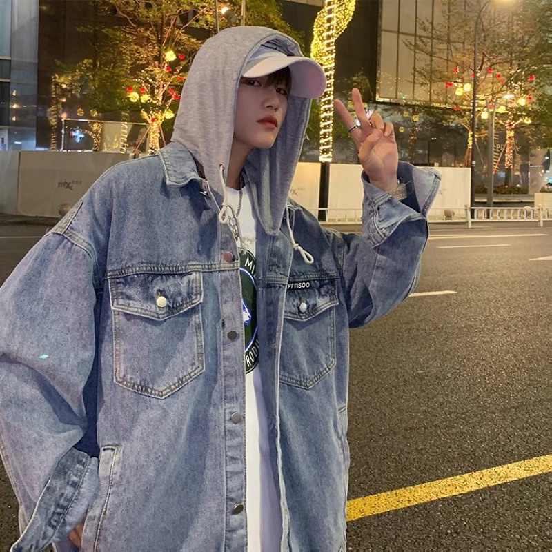 Áo jean unisex form rộng kèm mũ street style - size S-3XL