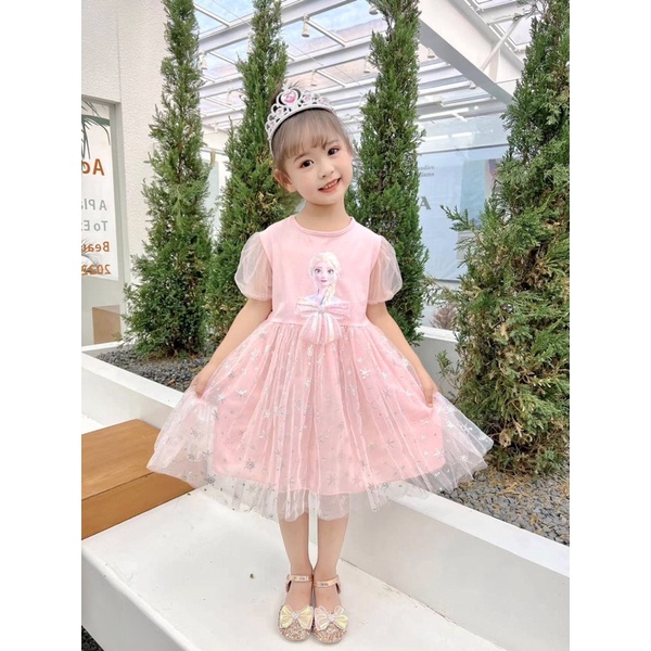 Váy cotton thun Elsa siêu xinh( kèm vương miệng)