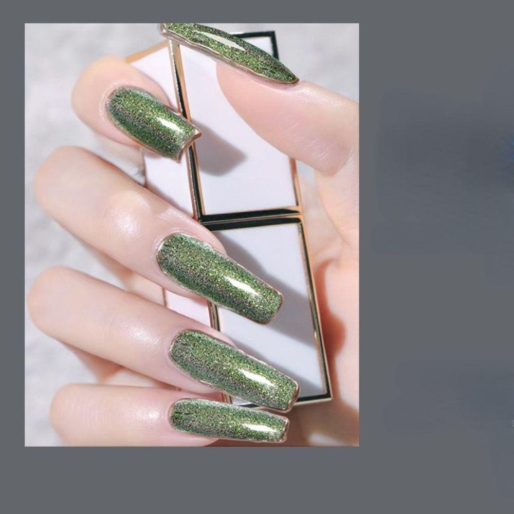 QQMALL Gel Kim Tuyến Màu Cầu Vồng Trang Trí Móng Tay Không Gây Kích Ứng