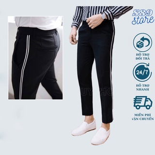 Quần Tây Âu Nam kẻ sọc trắng phong cách hàn quốc