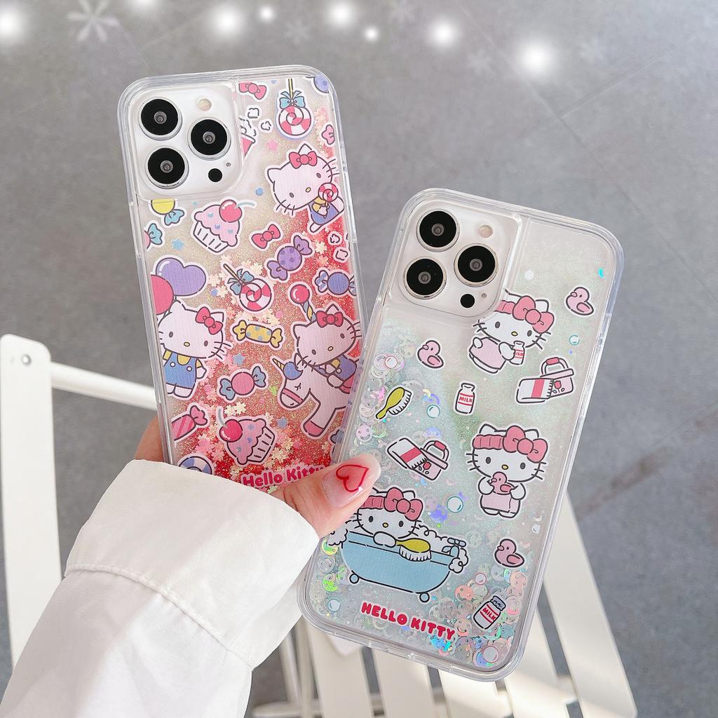 Ốp Điện Thoại Họa Tiết Hello Kitty Lấp Lánh Dành Cho IPhone 13Promax 12 11 7Plus X Xs Max XR 7 8