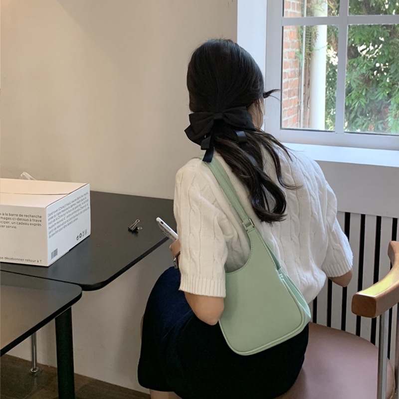 Túi Đeo Vai Hình Chữ U Họa Tiết Trái Vải Phong Cách Hàn Quốc Cho Nữ