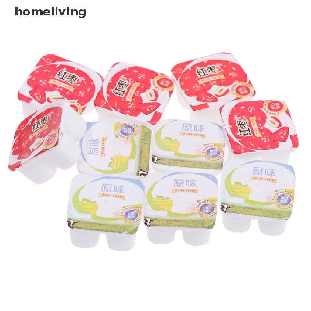 Set 10 Sữa Chua Mini Tỉ Lệ 1: 12 Dùng Để Trang Trí Nhà Búp Bê