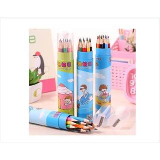Bút chì tô màu (ống 12 màu nắp kèm chuốt) viết chì màu