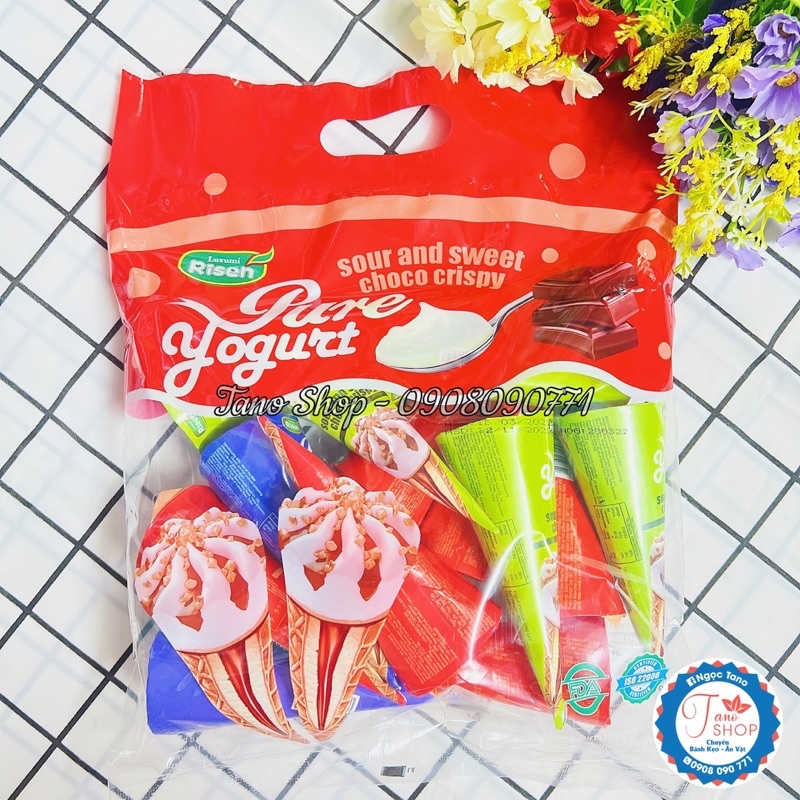 Bánh ốc quế nhân kem socola Risen Mỹ - 320g, ăn vặt ngon rẻ TaNo