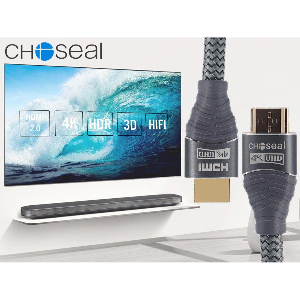 【Chính hãng】dây Cáp HDMI Choseal 2.0/4K Cao Cấp tốc độ cao, loại tròn 1,5m, 3m, 5m, 8m, tivi, máy tính, chuẩn full HD