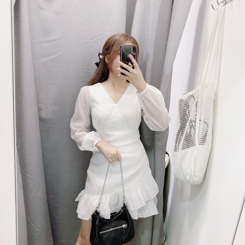 ĐẦM TƠ BÈO CỔ TIM CHÉO - ARRIDRESS T175