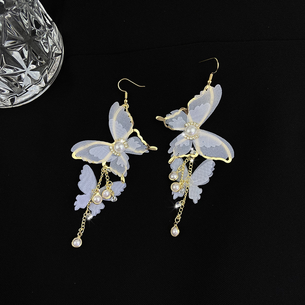 Bông Tai Hình Bướm Phối Ren Thời Trang Cho Nữ