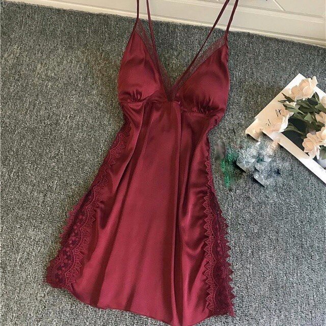 Đồ ngủ sexy / Đầm 2 dây phối ren eo, ngực phối lưới, chất liệu satin cao cấp loại 1, mềm mịn mát, freesize dưới 65kg Sex | BigBuy360 - bigbuy360.vn