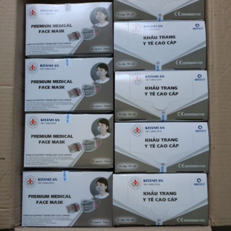 Khẩu trang Xám Khánh An 4 lớp Túi 10 cái Hộp 50 cái | BigBuy360 - bigbuy360.vn