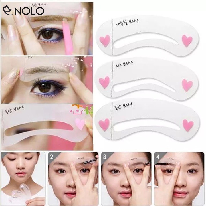 Combo 2 Bộ Khuôn Vẽ Chân Mày DIY Eyebrow Template Gồm 3 Miếng Cho 3 Kiểu