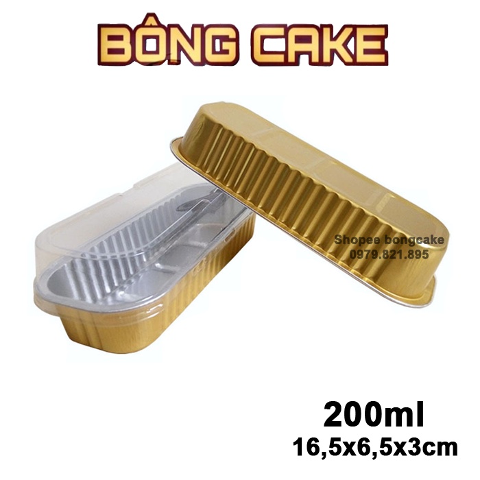 Set 10 hộp nhôm (hộp giấy bạc kèm nắp) đế màu đựng bánh, sushi, đồ nướng nhật 200ml