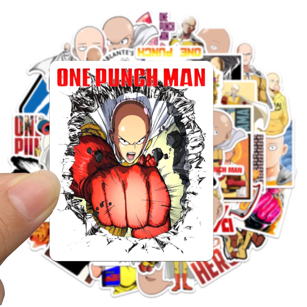 Bộ 10/50 Sticker Chống Thấm Nước Hình Hoạt Hình One Punch Man Dán Trang Trí