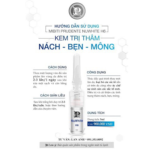 Kem hỗ trợ giảm thâm nách mông bẹn Nuwhite H6 5ml