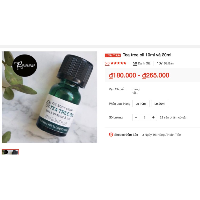 Chấm mụn Tea tree oil The body shop 10ml và 20ml