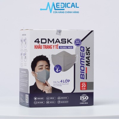 Khẩu trang y tế 4D BIOMEQ MASK " Màu Xám 4 Lớp " chính hãng - MEDICAL