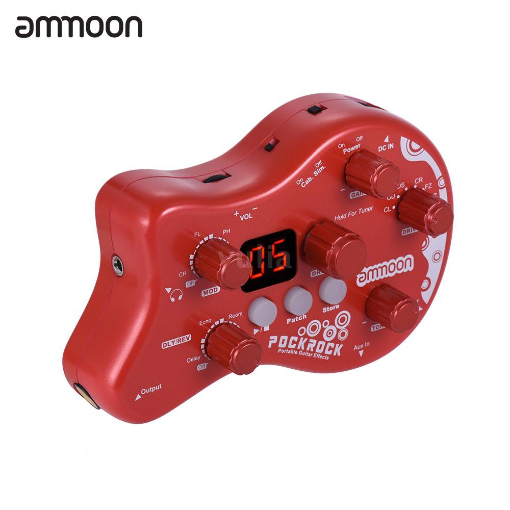 Phơ đàn guitar điện Ammoon PockRock gồm 15 hiệu ứng 40 giai điệu trống chuyên dụng