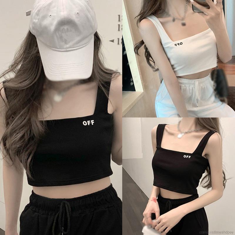 Áo Croptop Sát Nách Dáng Ôm In Chữ Cá Tính Thời Trang Mùa Hè