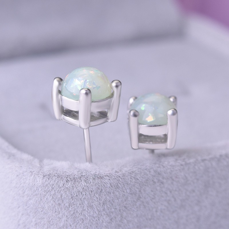 Hoa tai đinh tán mạ vàng đính đá opal phong cách Âu Mỹ cho nữ