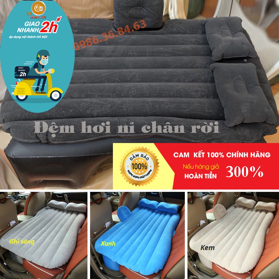 Bộ đệm hơi Ô tô (gồm 1 đệm + 2 gối + 1 bơm), Chân đệm rời, không kén xe, Hàng đẹp Na No Smart Uy Tín Chất Lượng