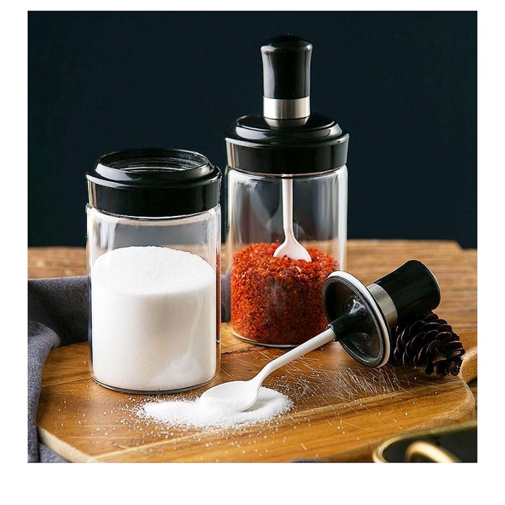 Set 5 lọ gia vị kèm thìa thủy tinh Misy Home