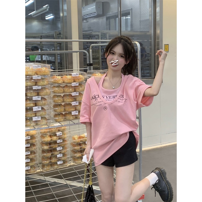 Set Áo Thun Ngắn Tay Và Đầm Hai Dây Họa Tiết Sọc Caro Phong Cách Mỹ Thời Trang Mùa Hè 2022