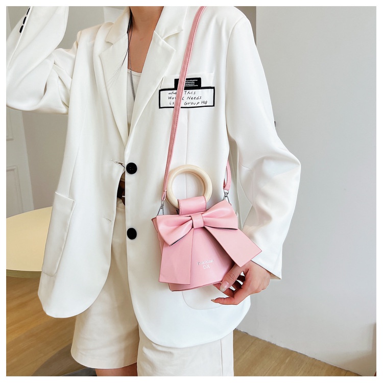 Túi xách Jasmin Noir da PU gắn nơ xinh xắn cho nữ