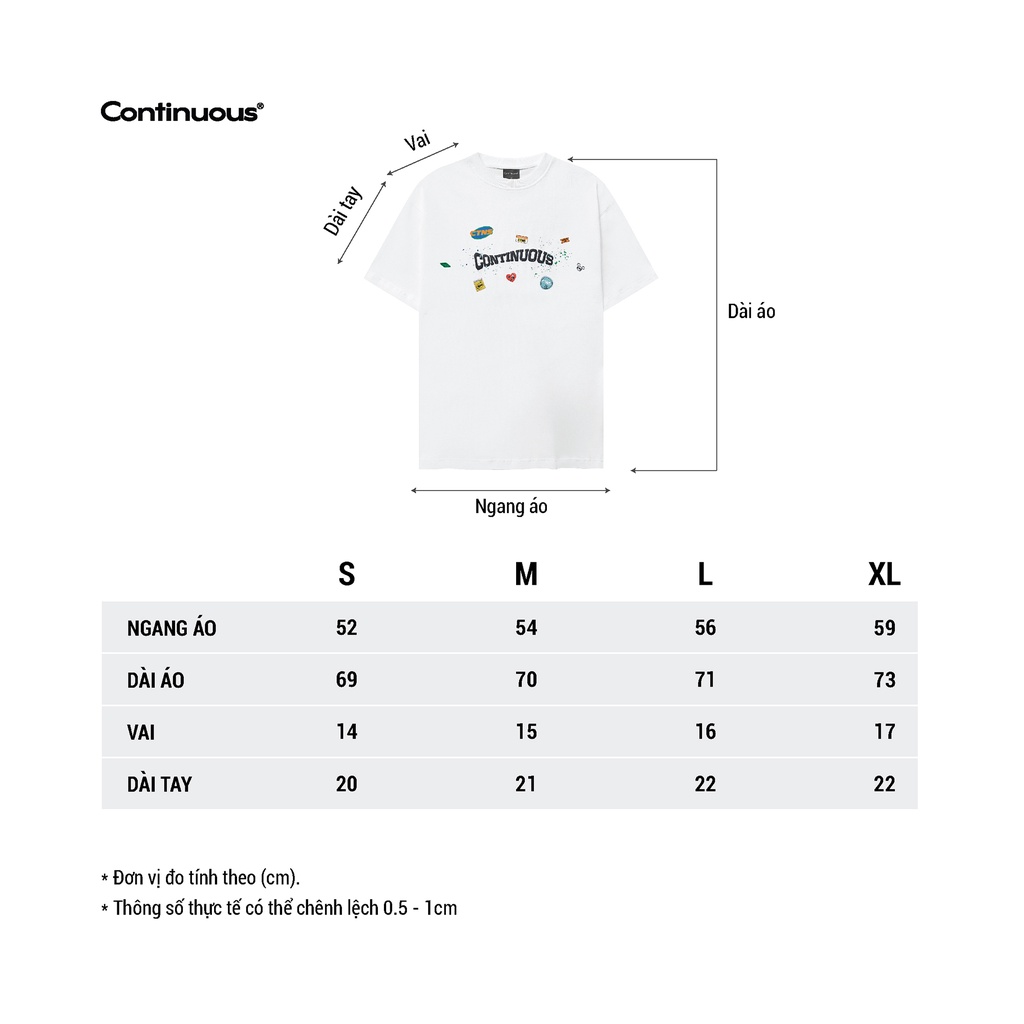 Áo thun Continuous - CTNS - STICKER - VẨY SƠN/ White
