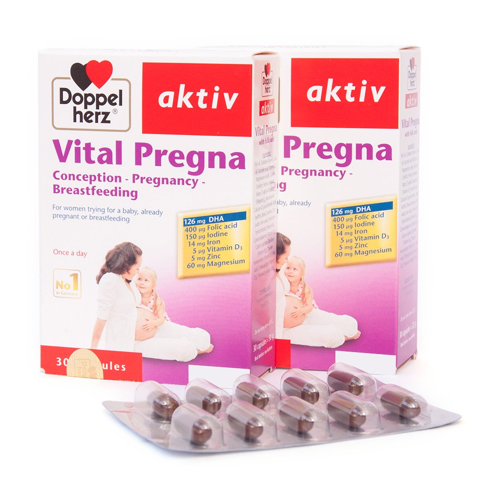 Viên bổ bầu  Aktiv Vital Pregna - Bổ sung Vitamin và khoáng chất cho Phụ nữ mang thai phòng thiếu máu H/30v