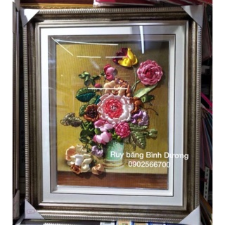 Tranh thêu ruy băng 68x55cm