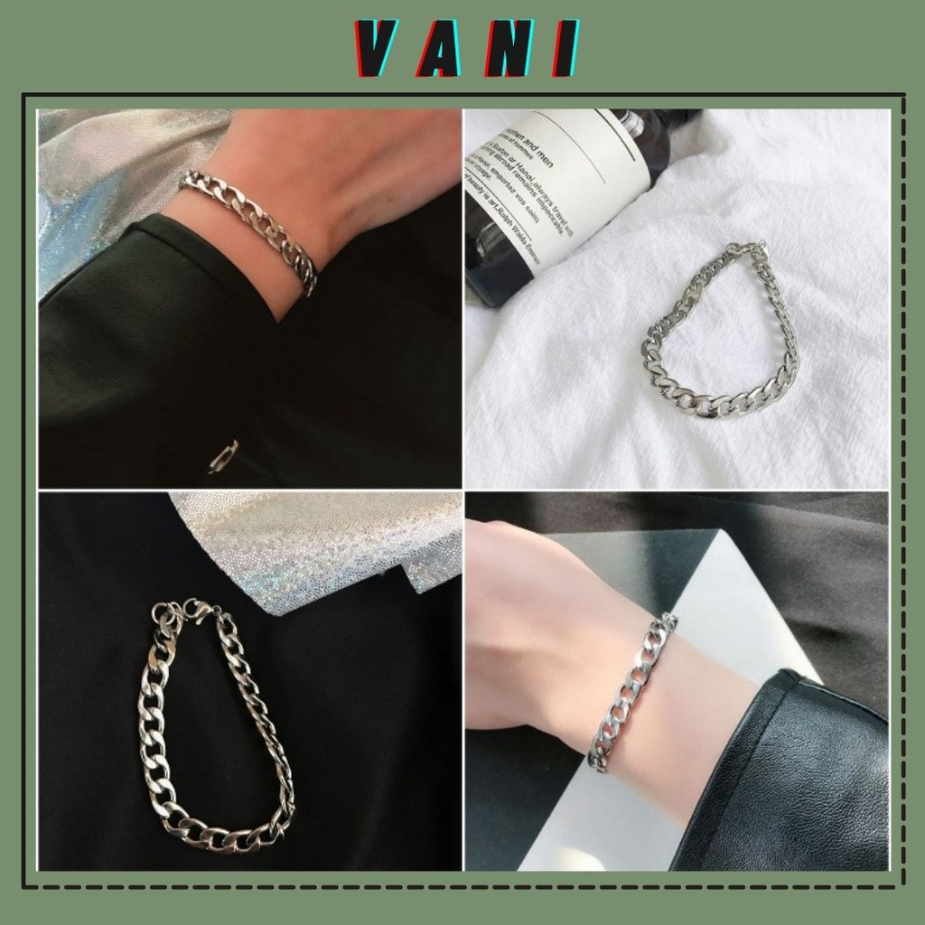 [Mã FAMAYFA giảm 10K đơn 50K] Vòng Tay, Lắc Tay Xích Trơn Bản Dẹp Đơn Giản Phong Cách Unisex - Vani Store