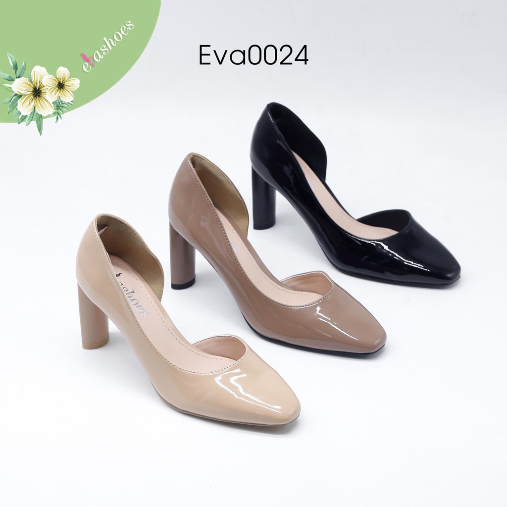 Giày Cao Gót Khoét Eo Da Bóng 8cm Evashoes - EVA0024