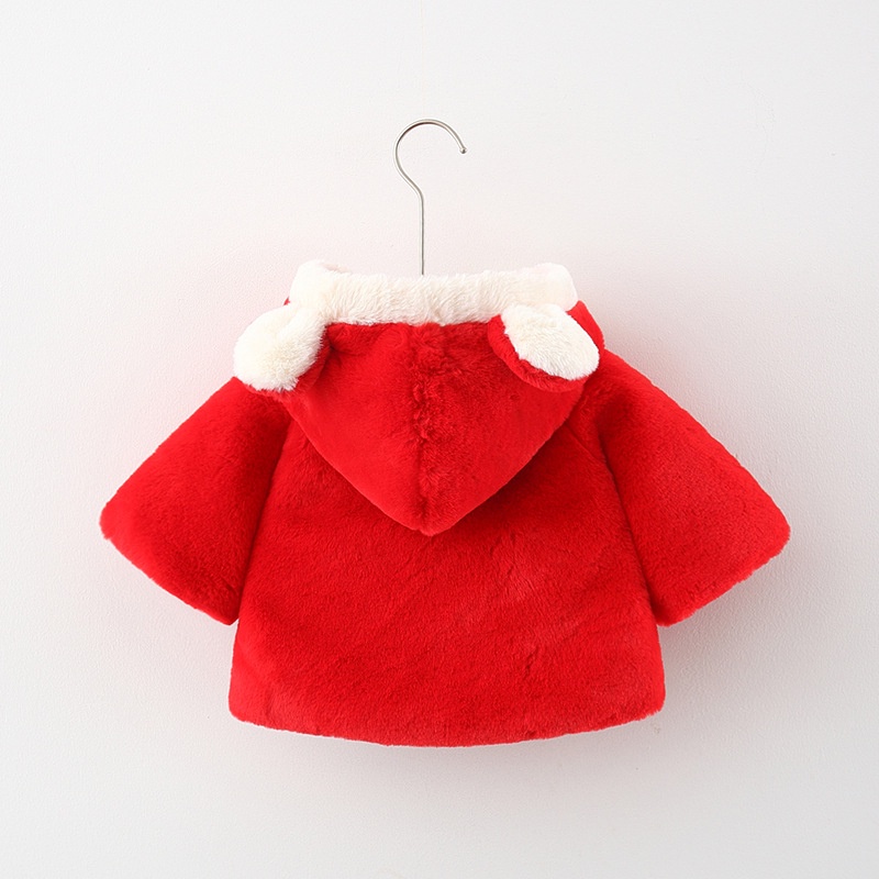 Áo Khoác Lông Có Mũ Trùm Hình Thỏ Dễ Thương Dành Cho Bé Gái 0-3 Tuổi