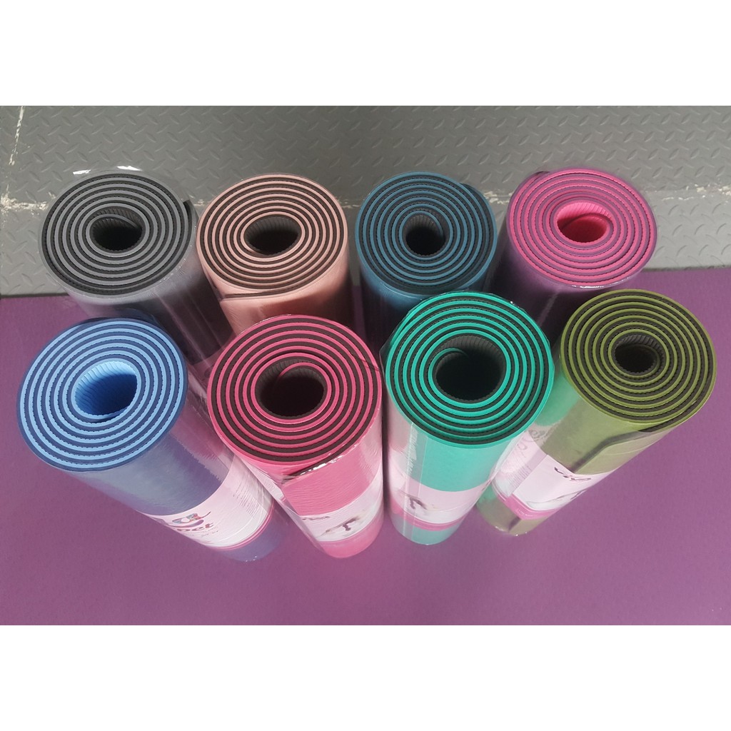 Thảm Tập Yoga TPE 2 Lớp 6mm  + dây buộc thảm - VivaSports ( Bảo Hành 1 đổi 1 trong 3 tháng )