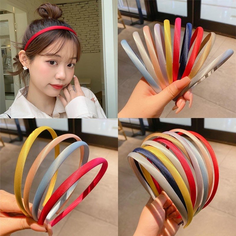Băng Đô Cài Tóc Vải Satin Mỏng 1cm - 01PCS